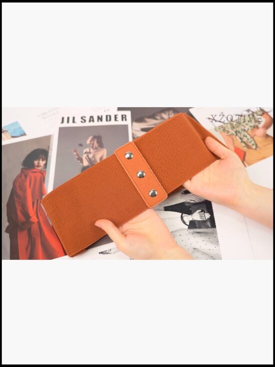 Wide Elastic Waist Belt Faux Leather Stretchy Corset Cinch Shapewear Snap Button main image 5